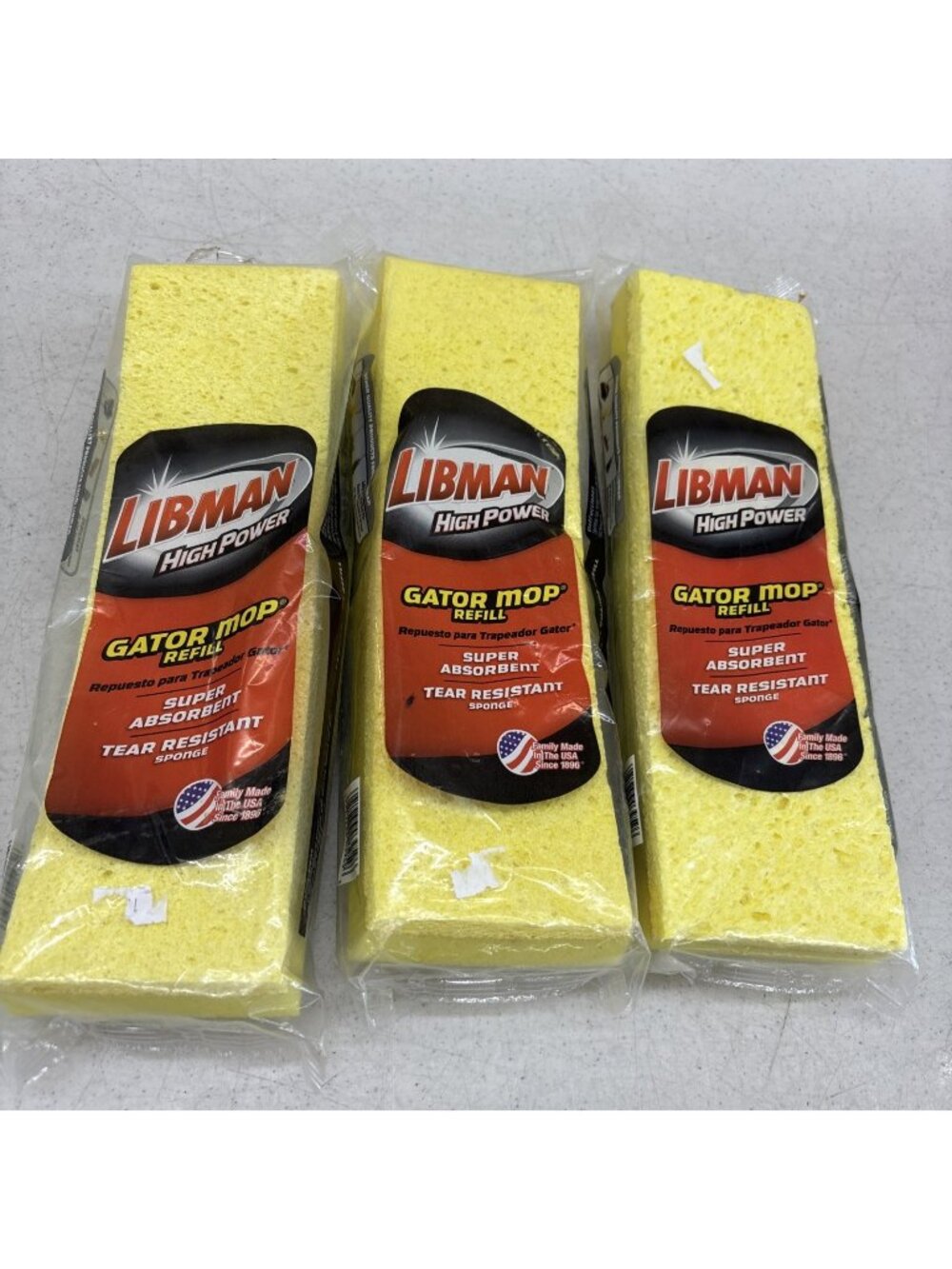Libman Gator Mop Refill High Power #03959 Tear Resistant Sponge USA Made New X3